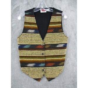 Vintage‎ Too Much Vest Womens Small Aztec Western Southwestern Boho Button Front